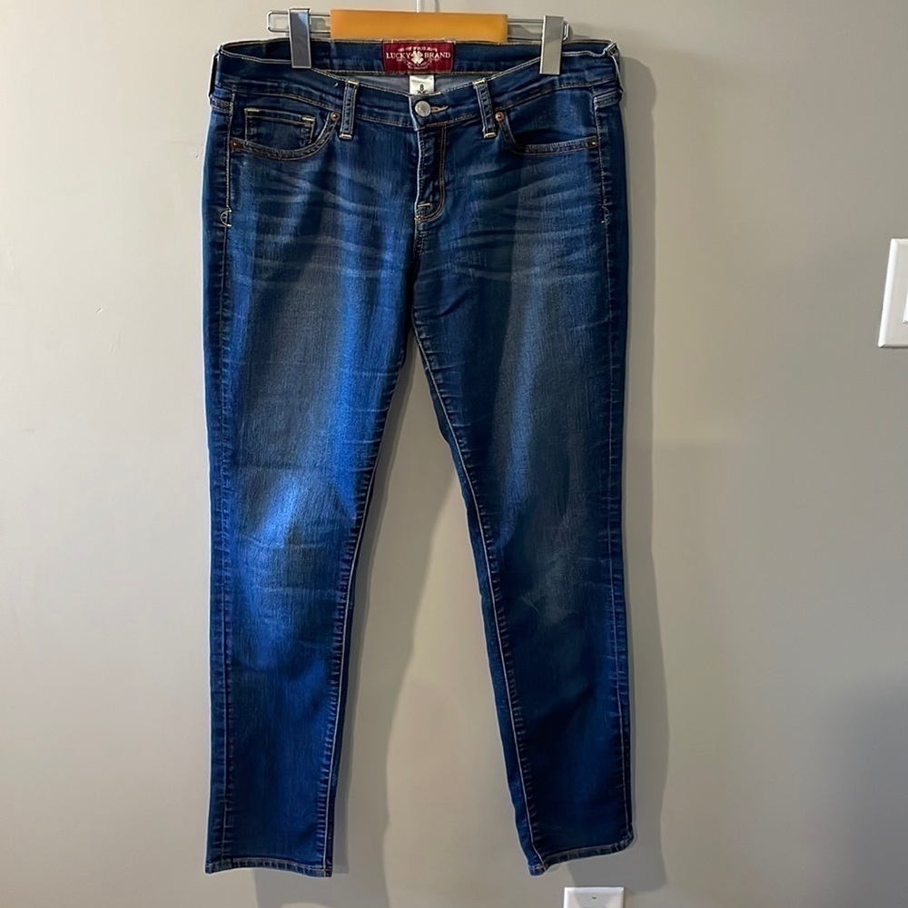 Womens Lucky Brand Jeans Blue with Manufactured Whiskering Size 8/29